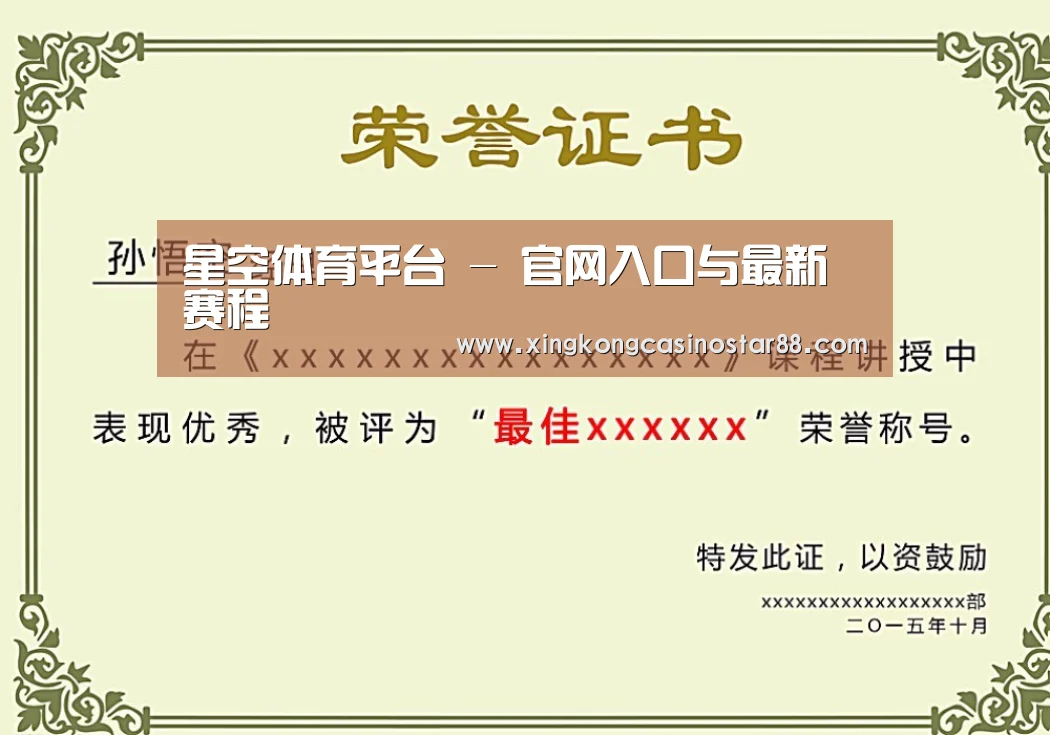 星空平台荣誉证书二